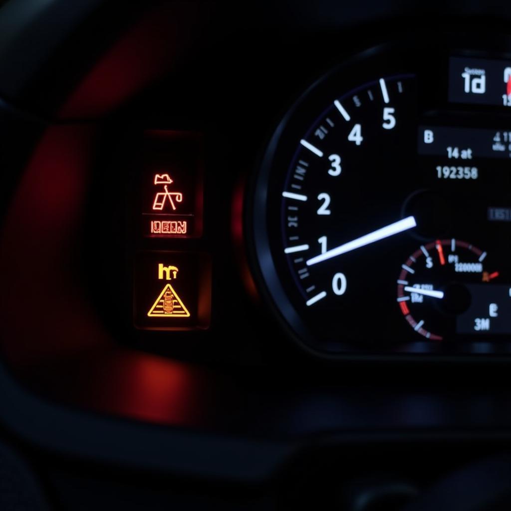 Modern Car Dashboard with Warning Lights