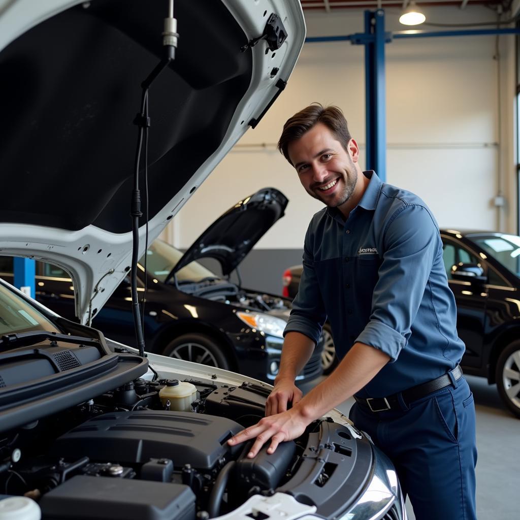 Independent Mechanic Diagnosing a Car