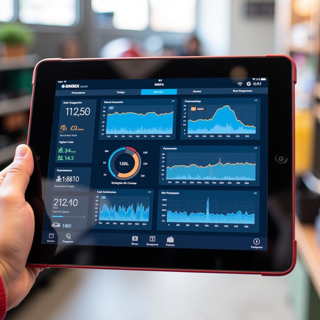 iPad displaying car diagnostic software interface