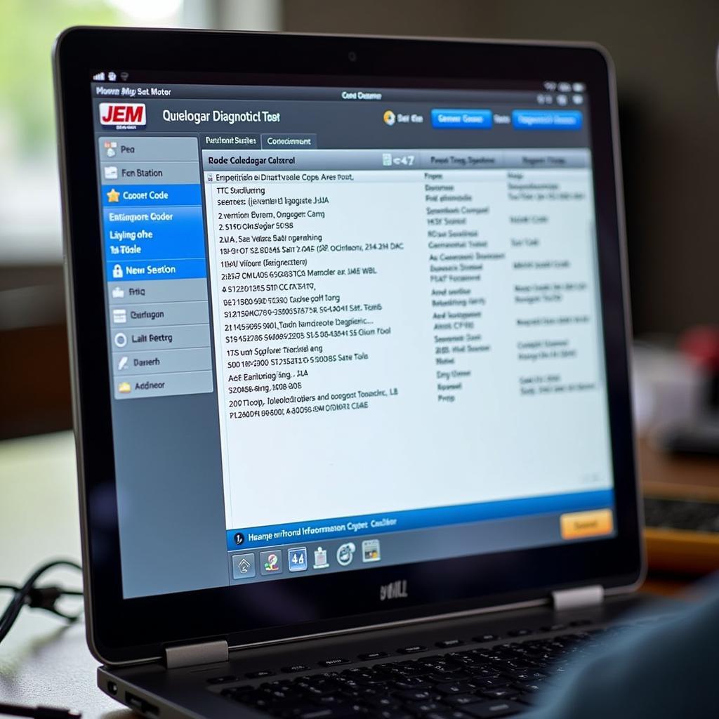 JEM Car Diagnostic Software Interface Displaying Diagnostic Trouble Codes