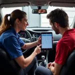 Kwik Fit Technician Explaining Diagnostic Results