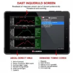 Launch CRP123 OBD2 scanner screen displaying live data and DTCs