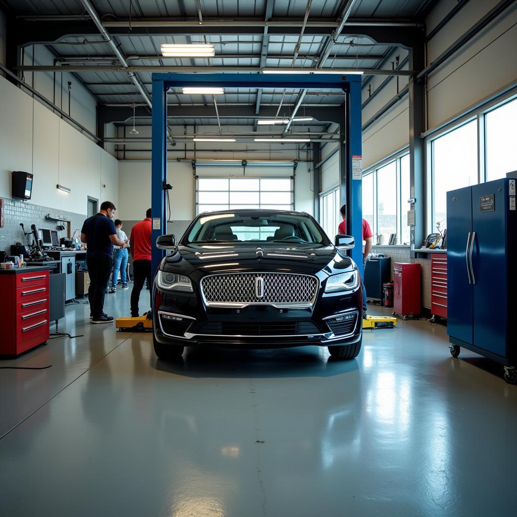 Lincoln Undergoing Repairs in a Specialized Shop