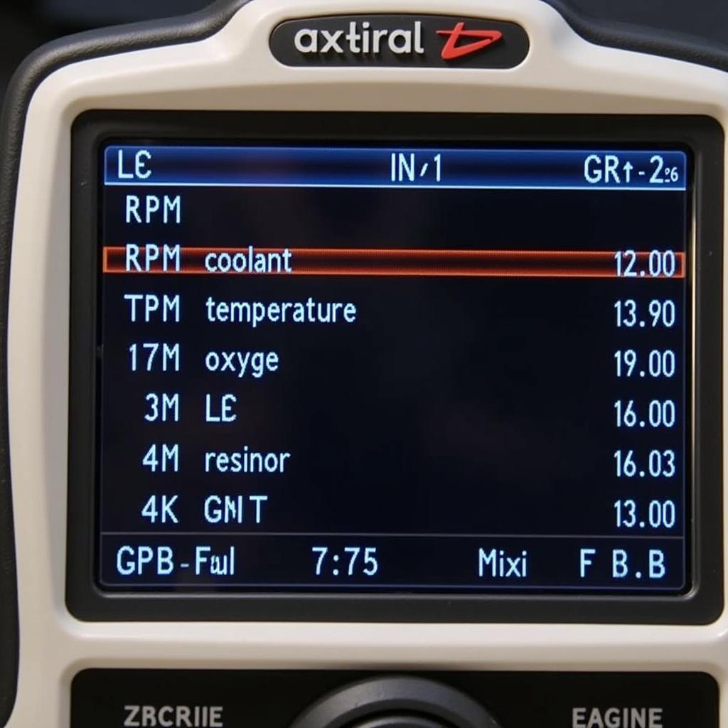 Example of a Live Data Stream from a Diagnostic Machine