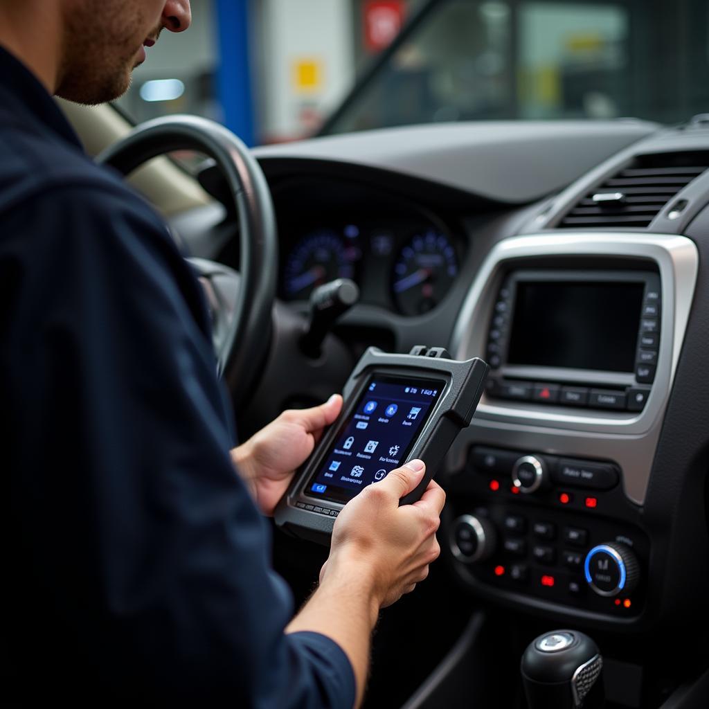 Mechanic Using LJM Diagnostic Tool