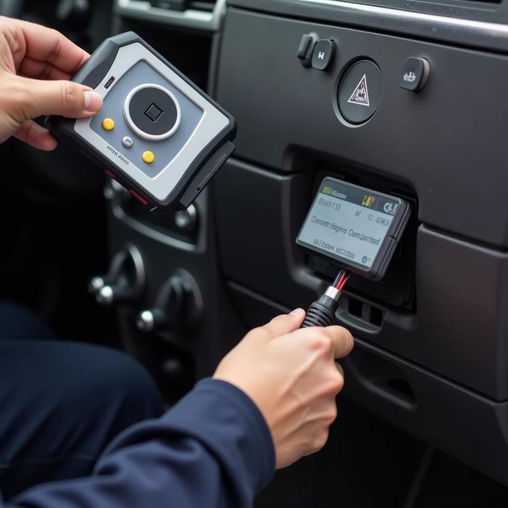 Mechanic using a scan tool for Malton car diagnostic