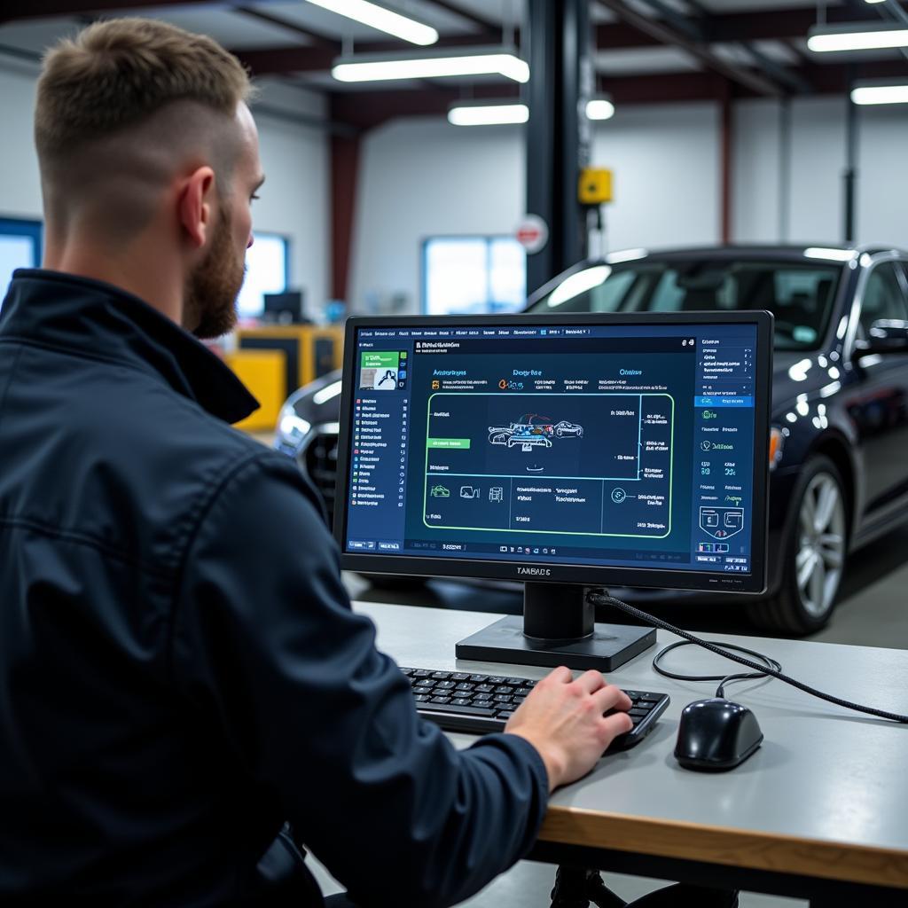 Car diagnostics being performed in a garage in Mattersey