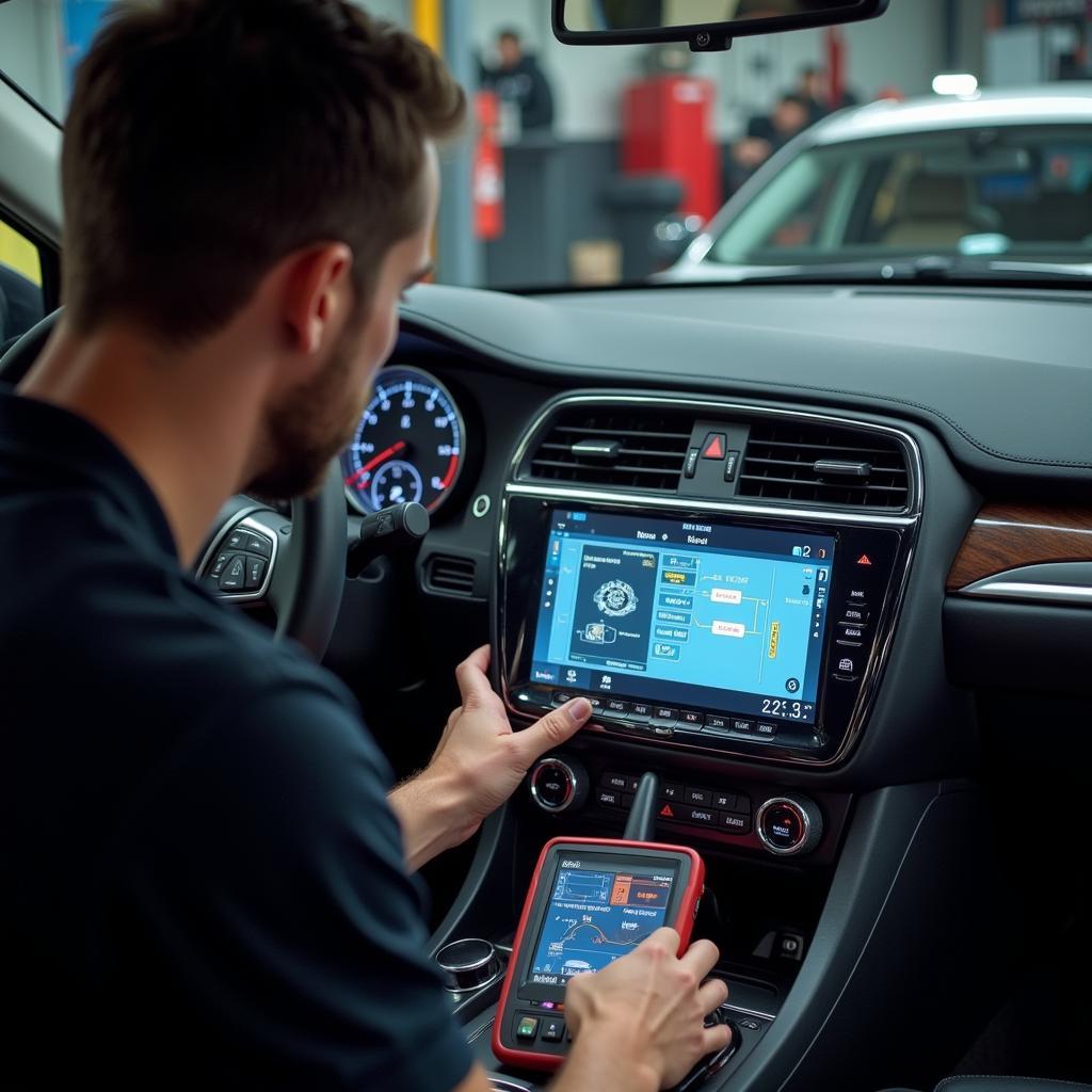 Maxisys Car Diagnostic Tool in Use