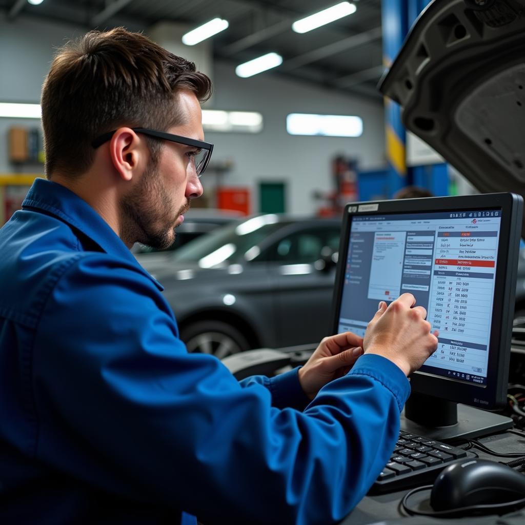 Mechanic Analyzing Car Diagnostics