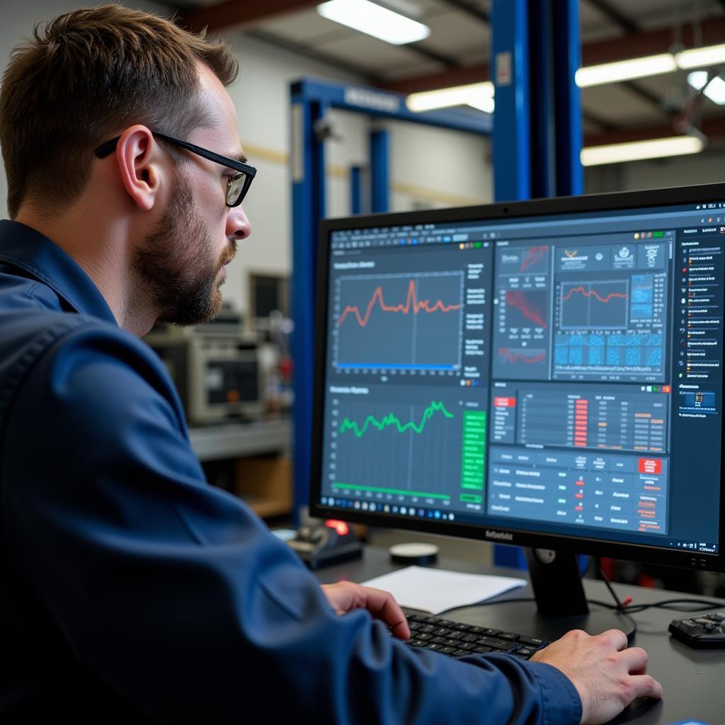 Mechanic in Falkirk analyzing car diagnostics report