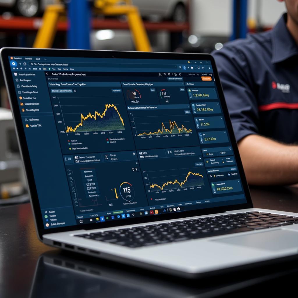 Mechanic Analyzing Diagnostic Data