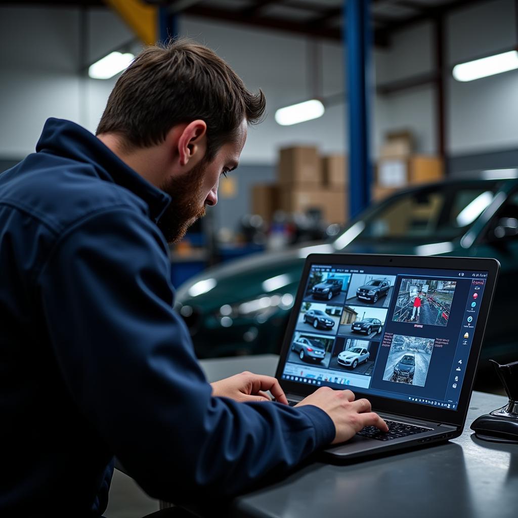 Mechanic Analyzing Diagnostic Data