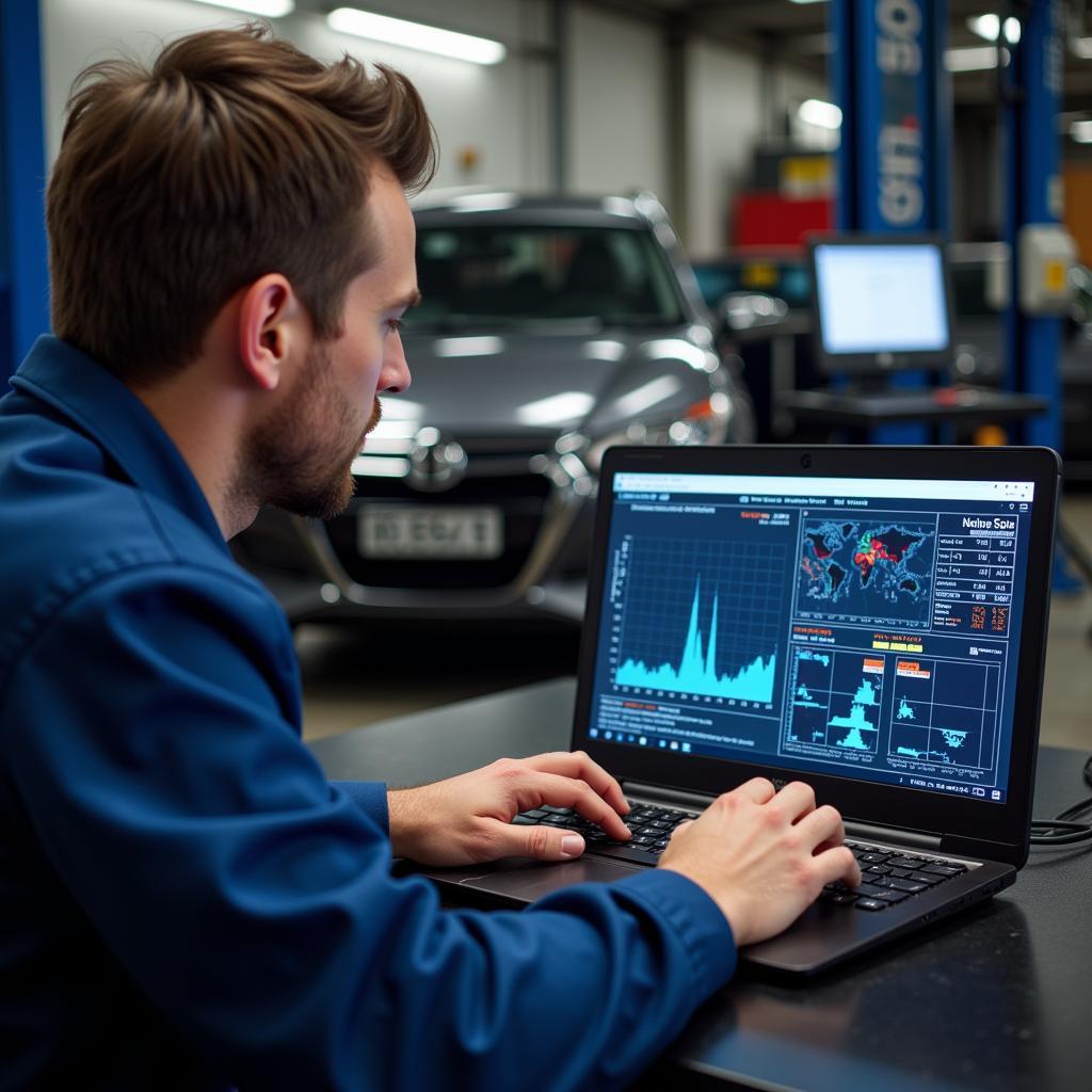 Mechanic Analyzing Diagnostic Data in Frankston