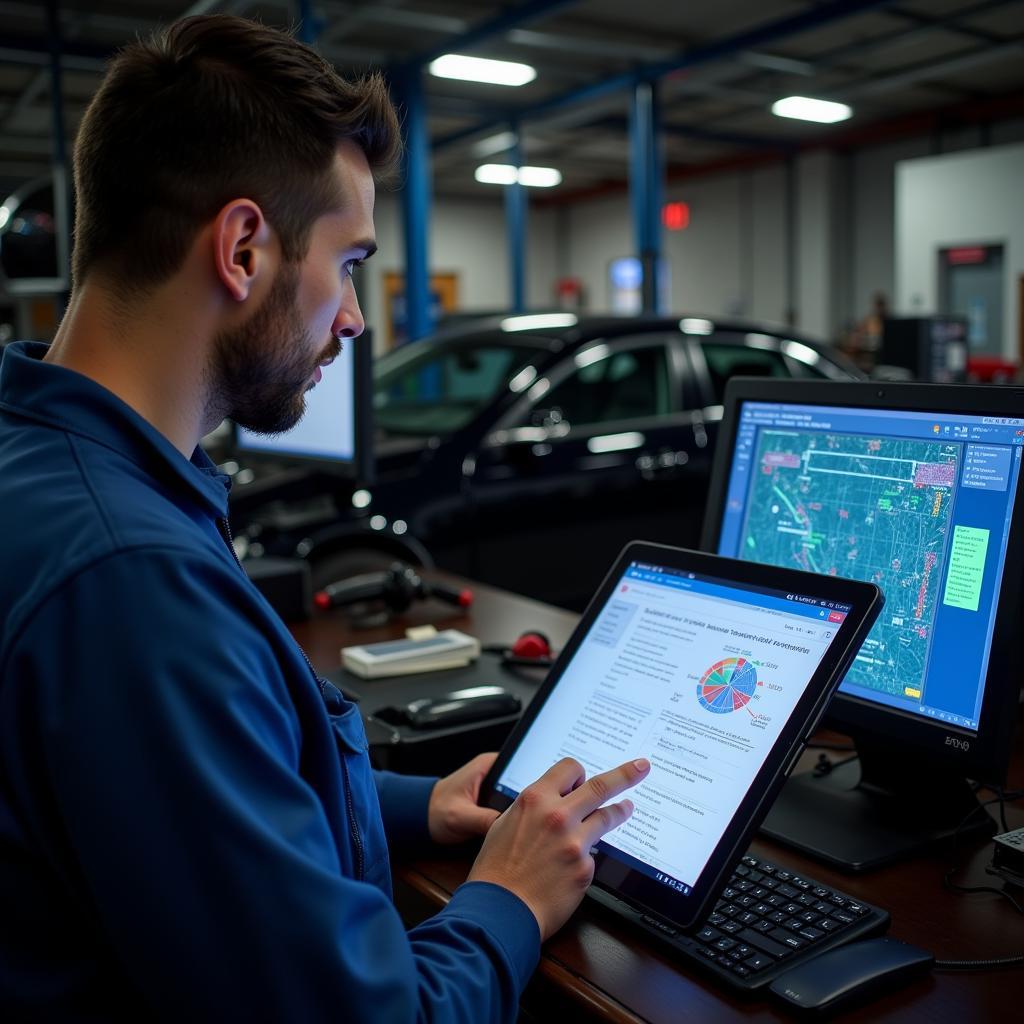 Mechanic Analyzing Diagnostic Report