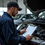 Mechanic Analyzing Diagnostic Report