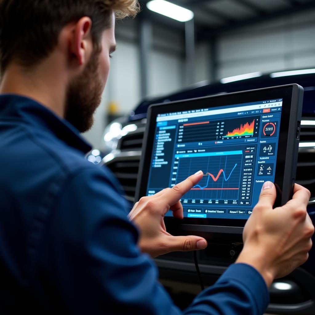 Mechanic Analyzing a Diagnostic Report