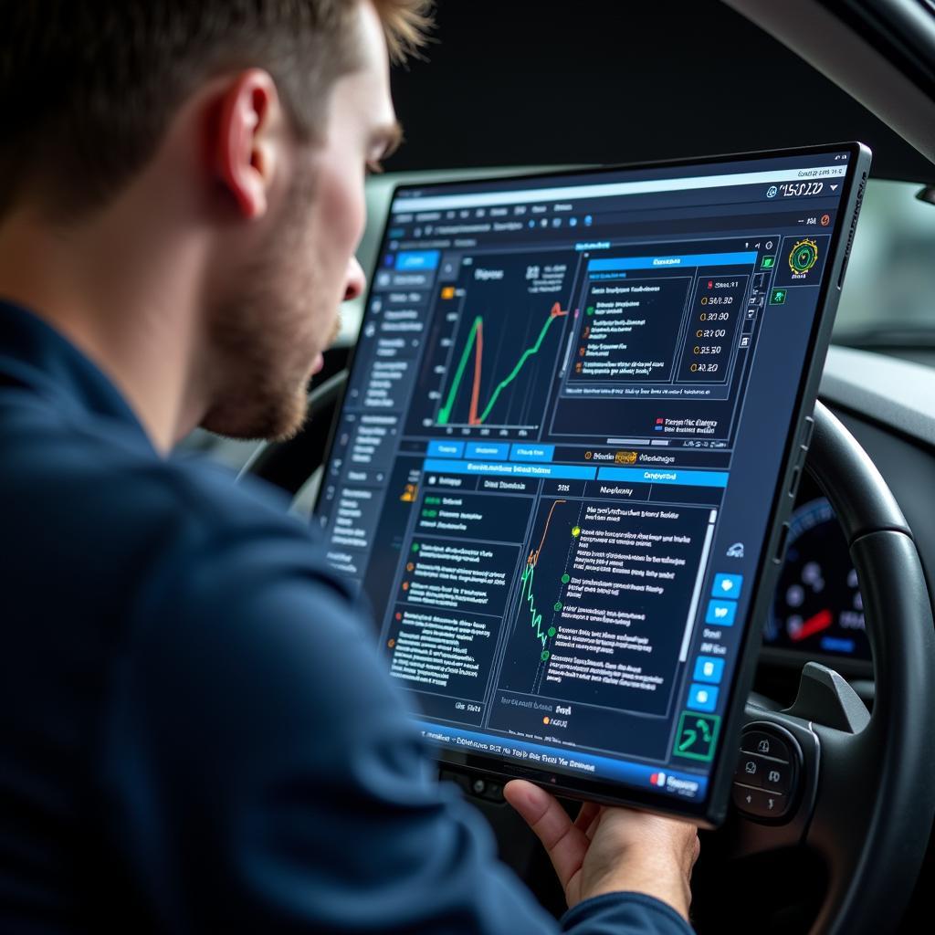 Mechanic analyzing a car diagnostic report in East Yorkshire