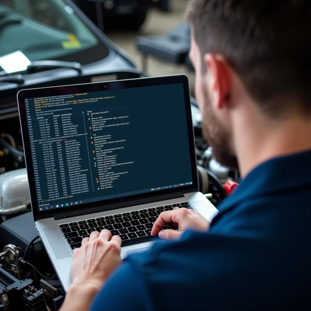 Mechanic Analyzing Diagnostic Trouble Codes