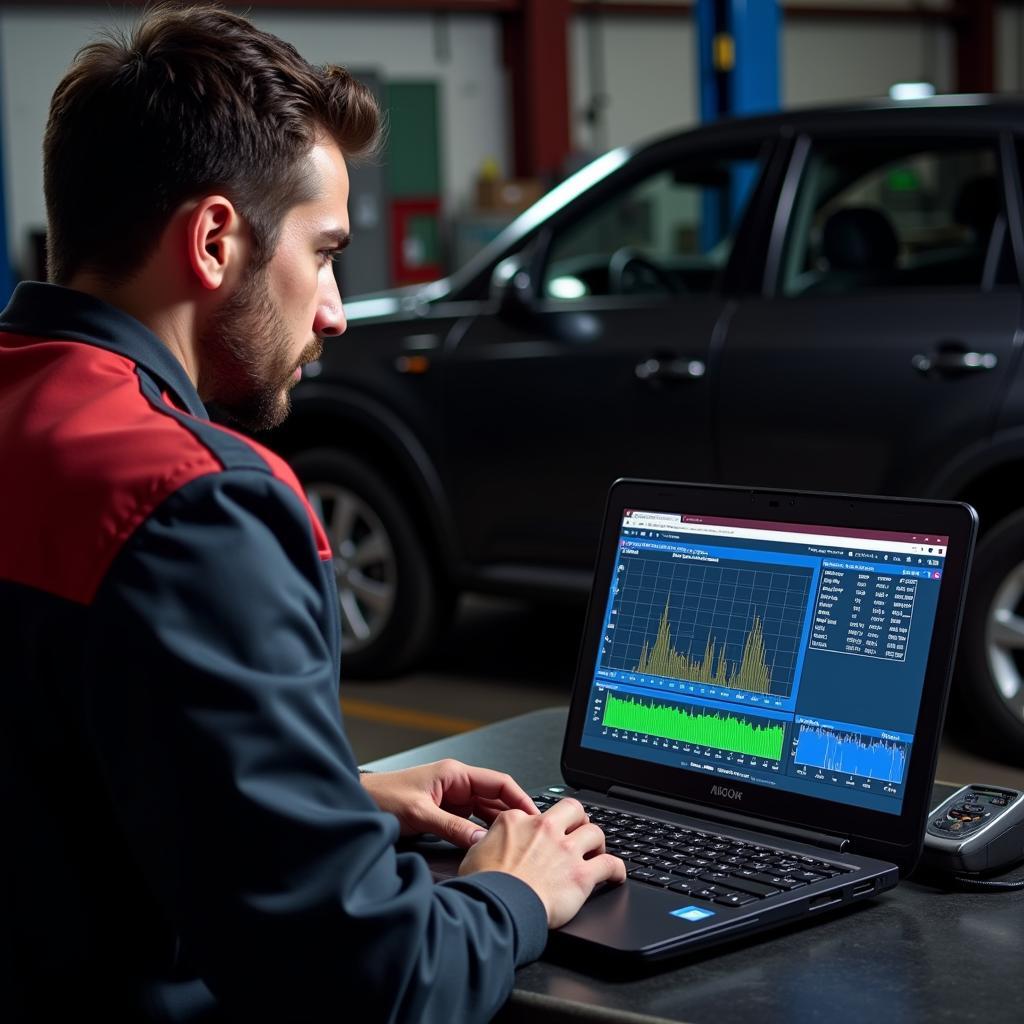 Mechanic Analyzing Live Data Parameters