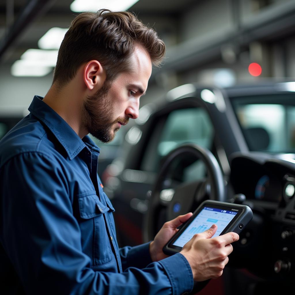 Mechanic Checking Car Diagnostics