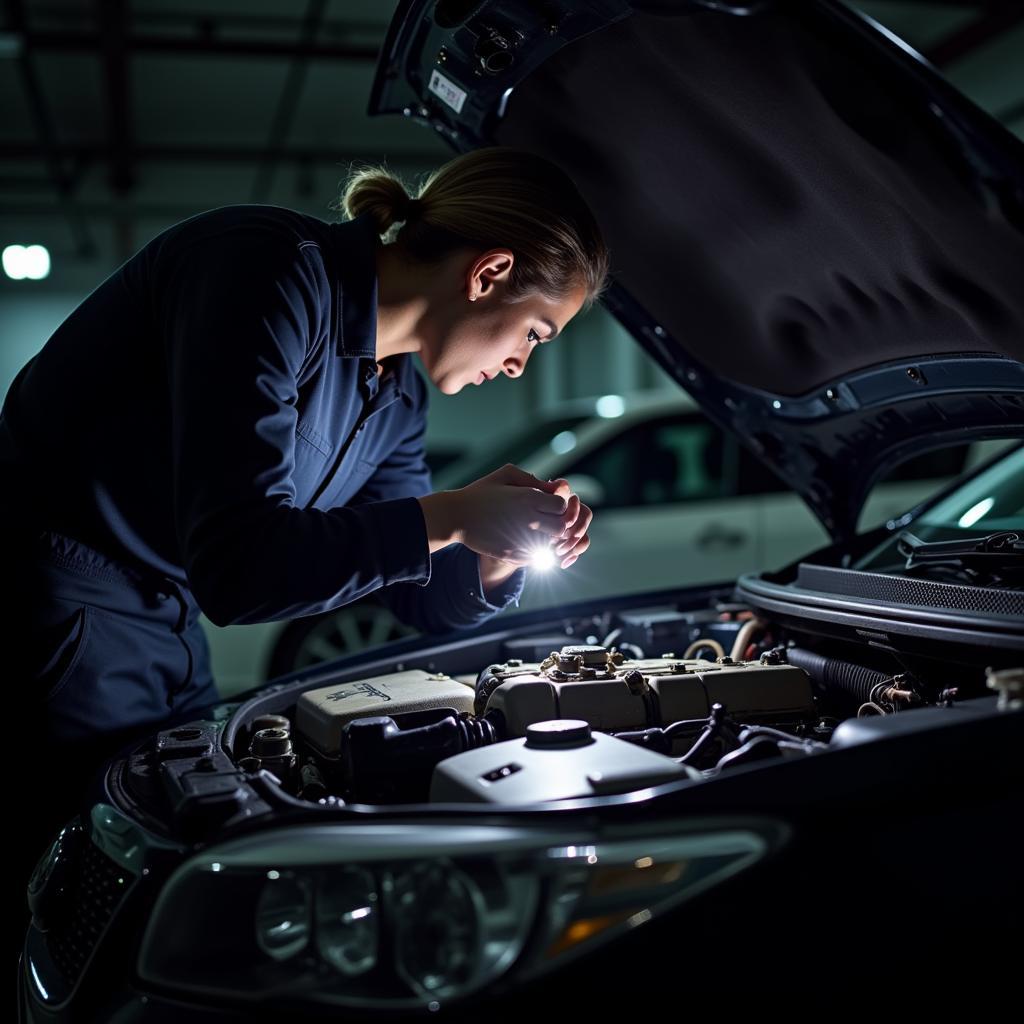 Mechanic Checking Car Engine