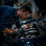 Mechanic Checking Car Engine