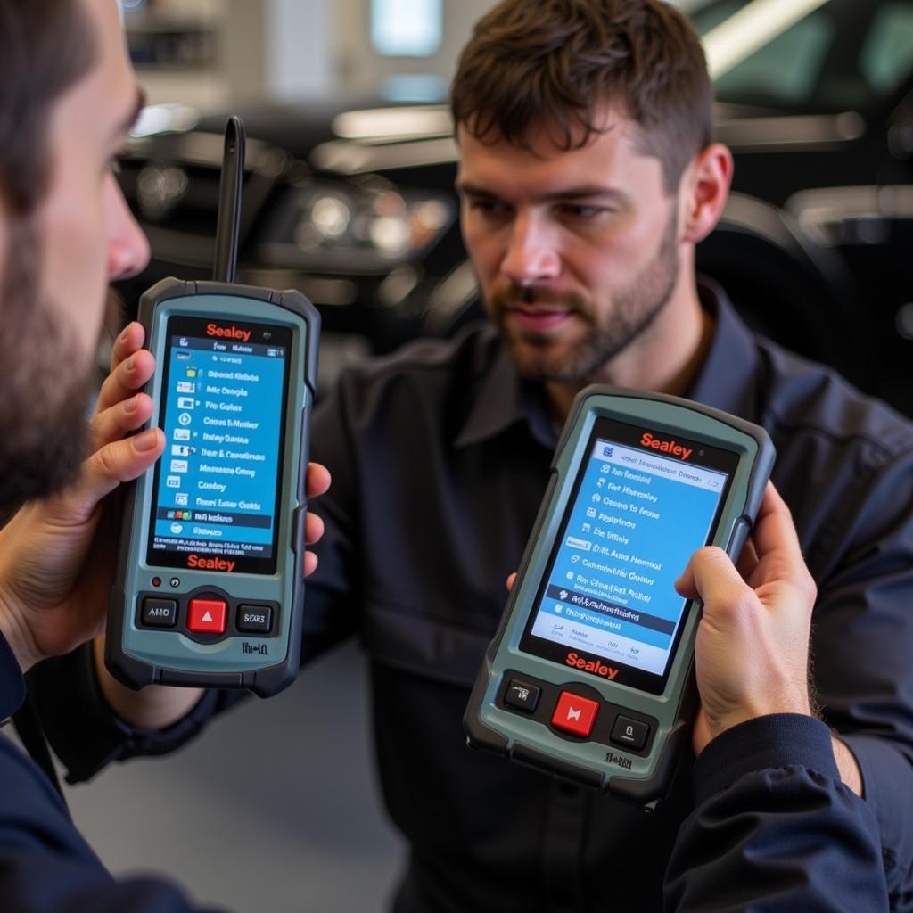 Mechanic Comparing Sealey Scanners