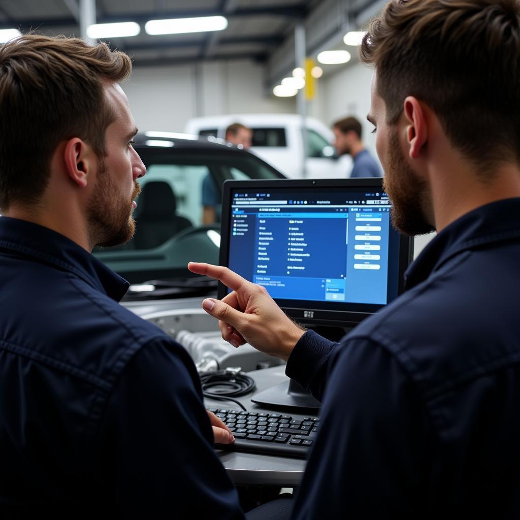 Mechanic Explaining Diagnostics