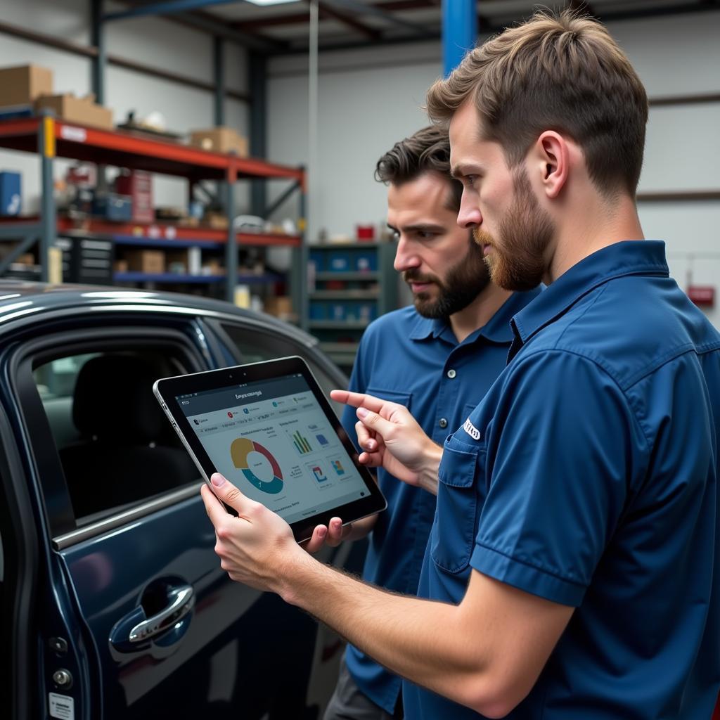 Mechanic Explaining Car Diagnostics