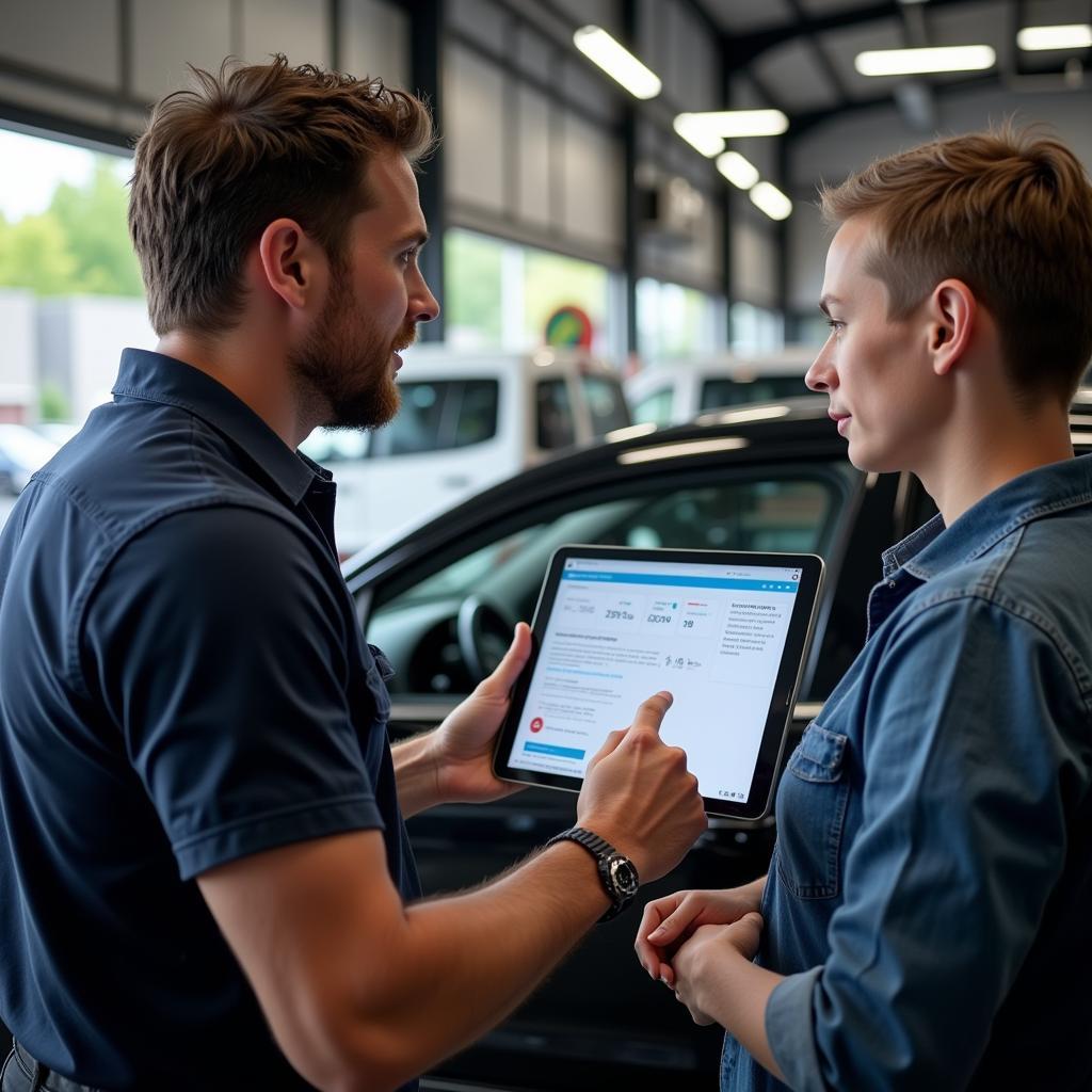 Mechanic Explaining Diagnosis