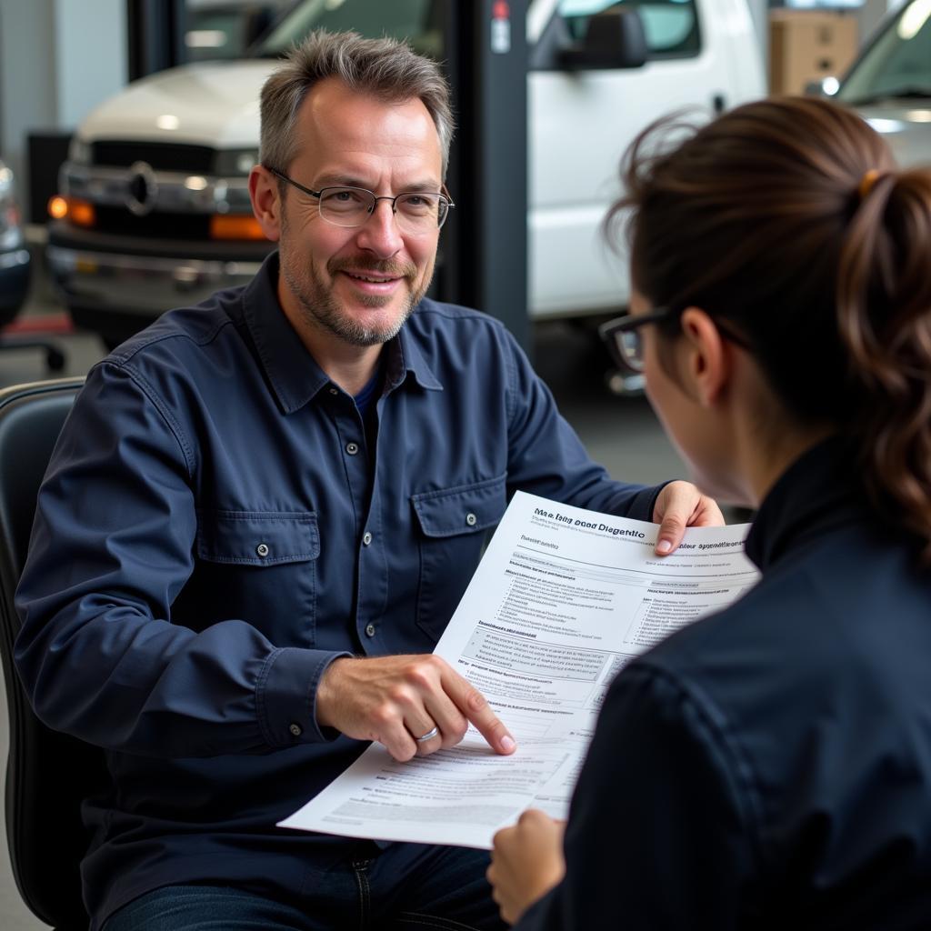 Mechanic Explaining Diagnostic Report