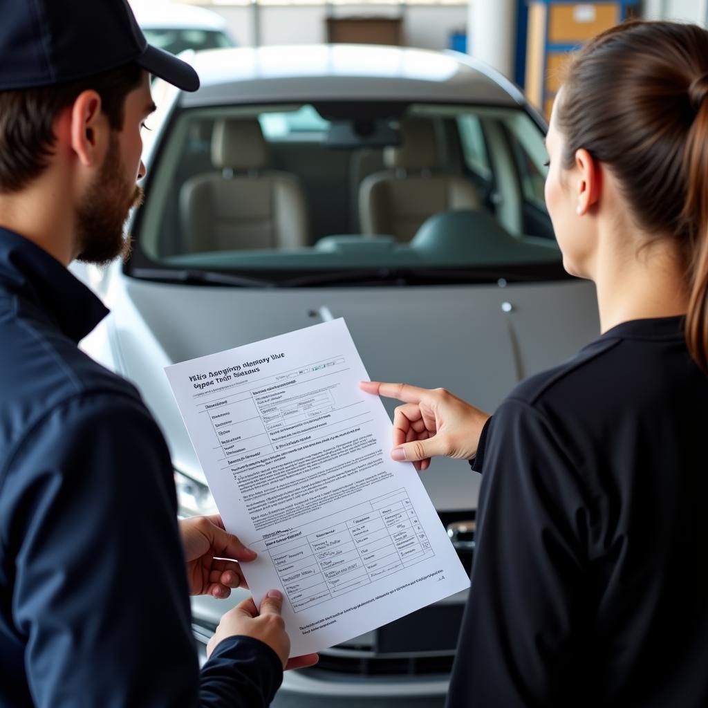 Mechanic Discussing Diagnostic Report