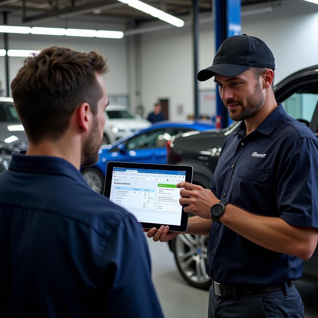 Mechanic Explaining Diagnostic Results