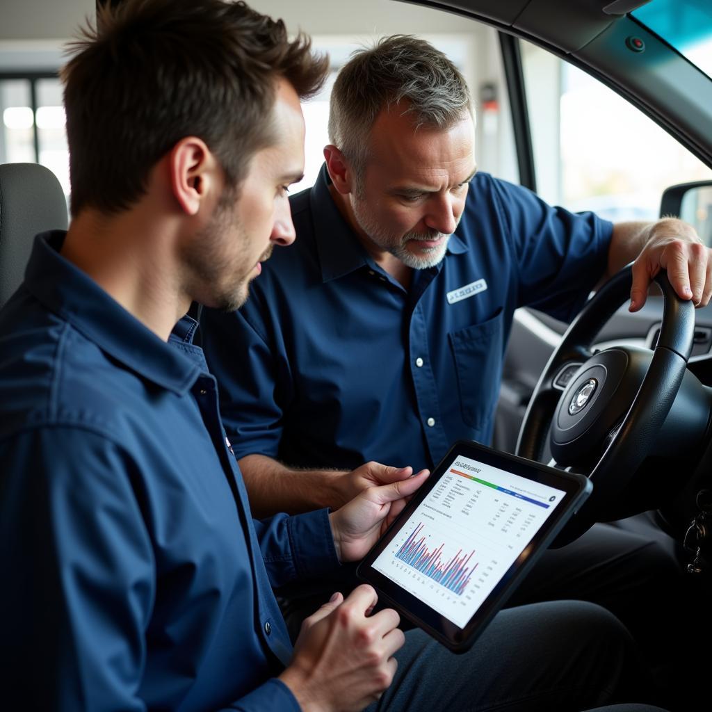 Mechanic Explaining Diagnostic Results