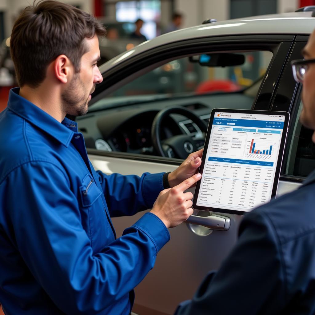 Mechanic Explaining Diagnostic Results