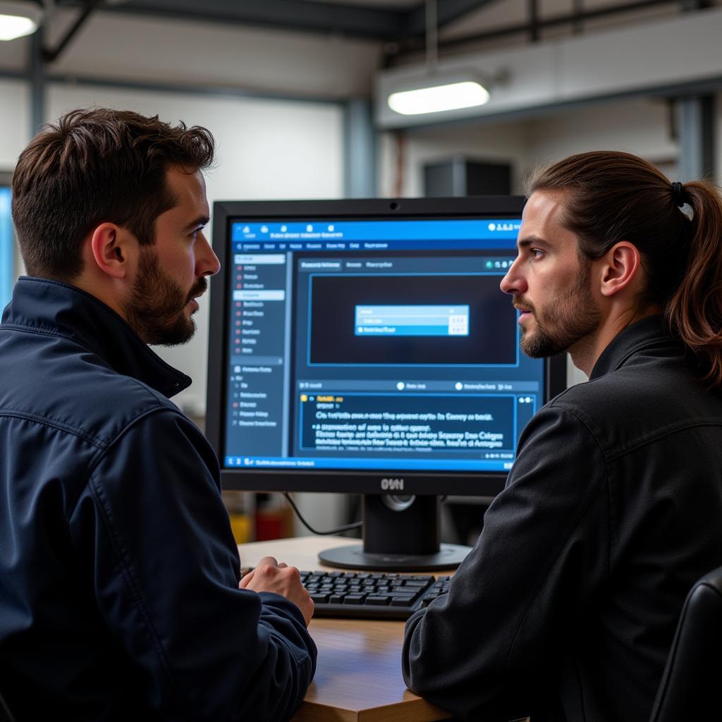 Mechanic Discussing Diagnostic Results with Car Owner