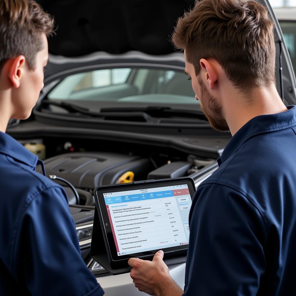 Mechanic Discussing Diagnostic Results with Car Owner