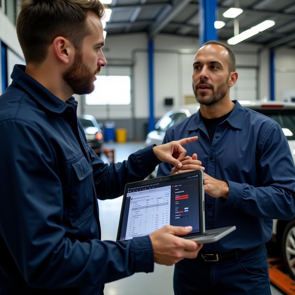 Mechanic Explaining Diagnostic Results