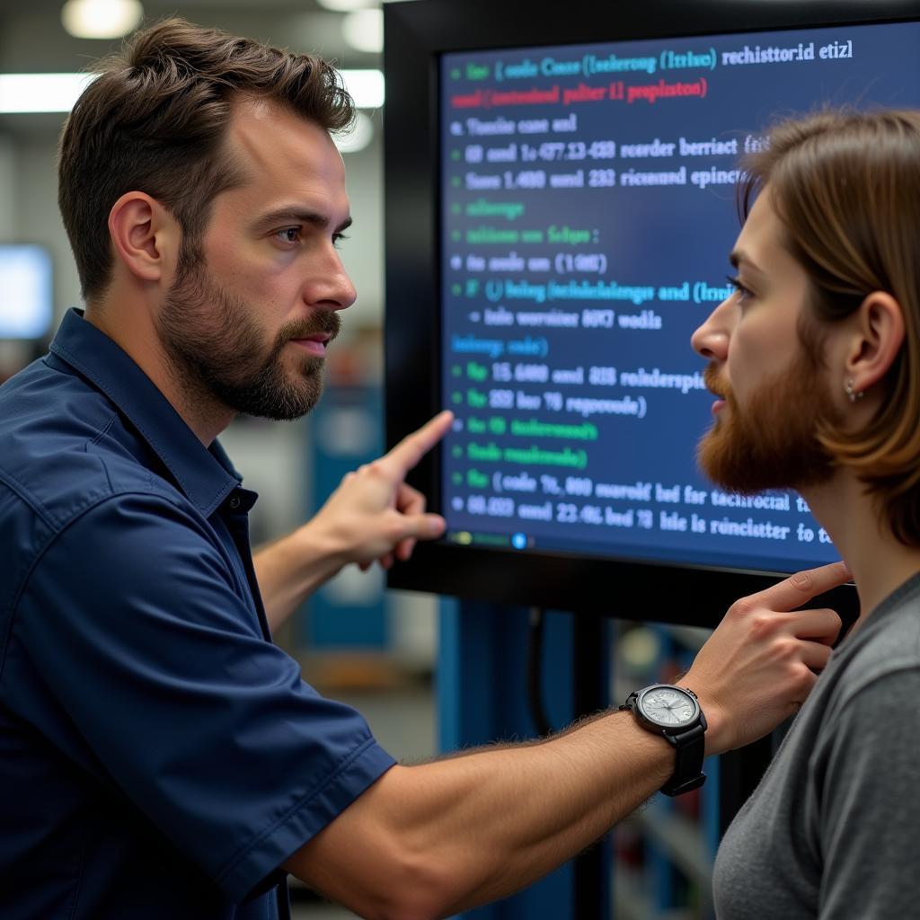 Mechanic Discussing Diagnostic Results with Customer