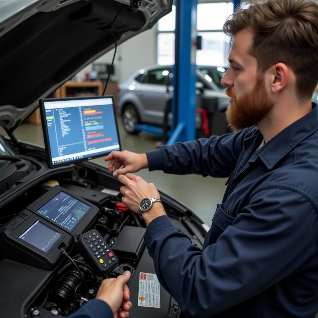 Mechanic Explaining Diagnostic Results