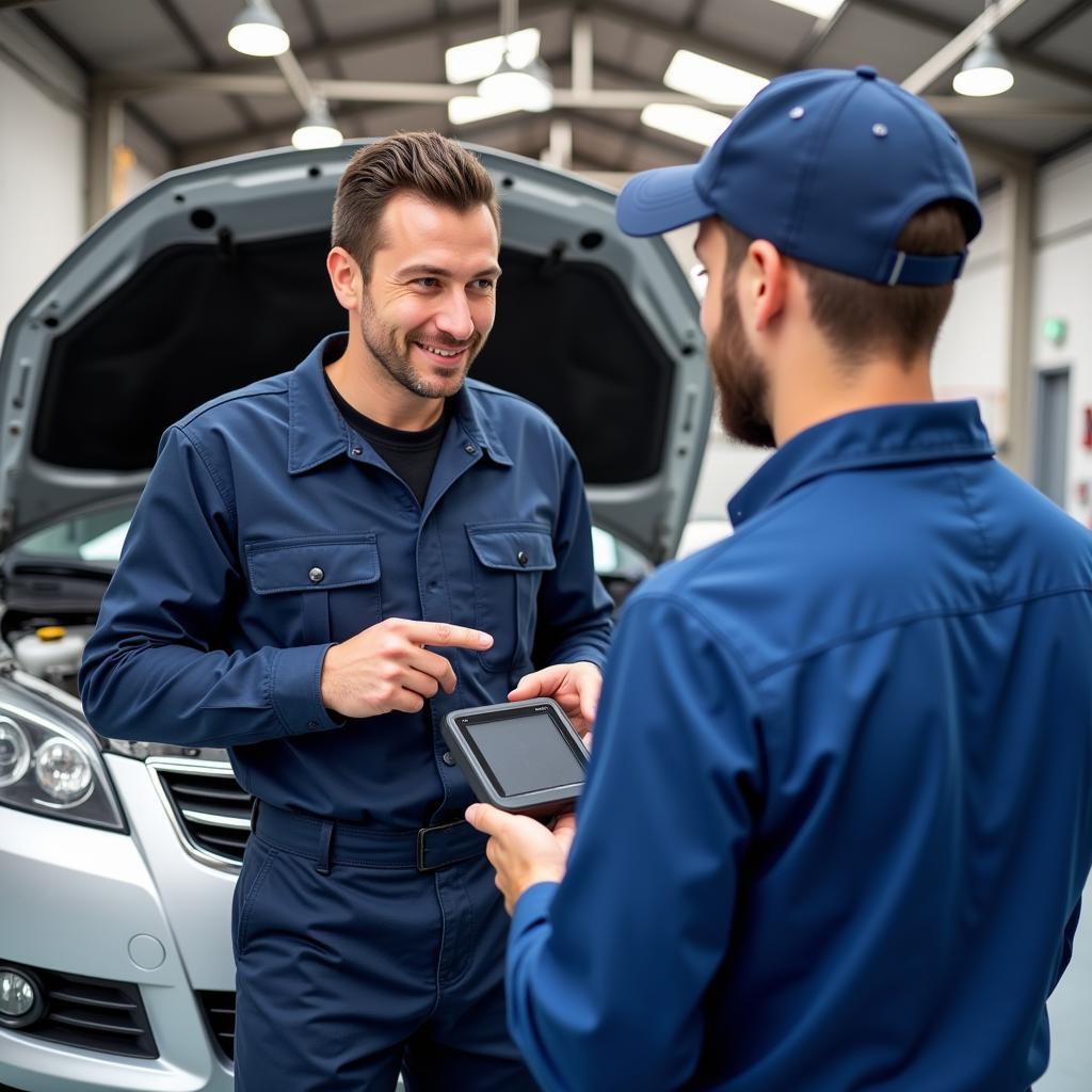 Mechanic Explaining Diagnostic Results