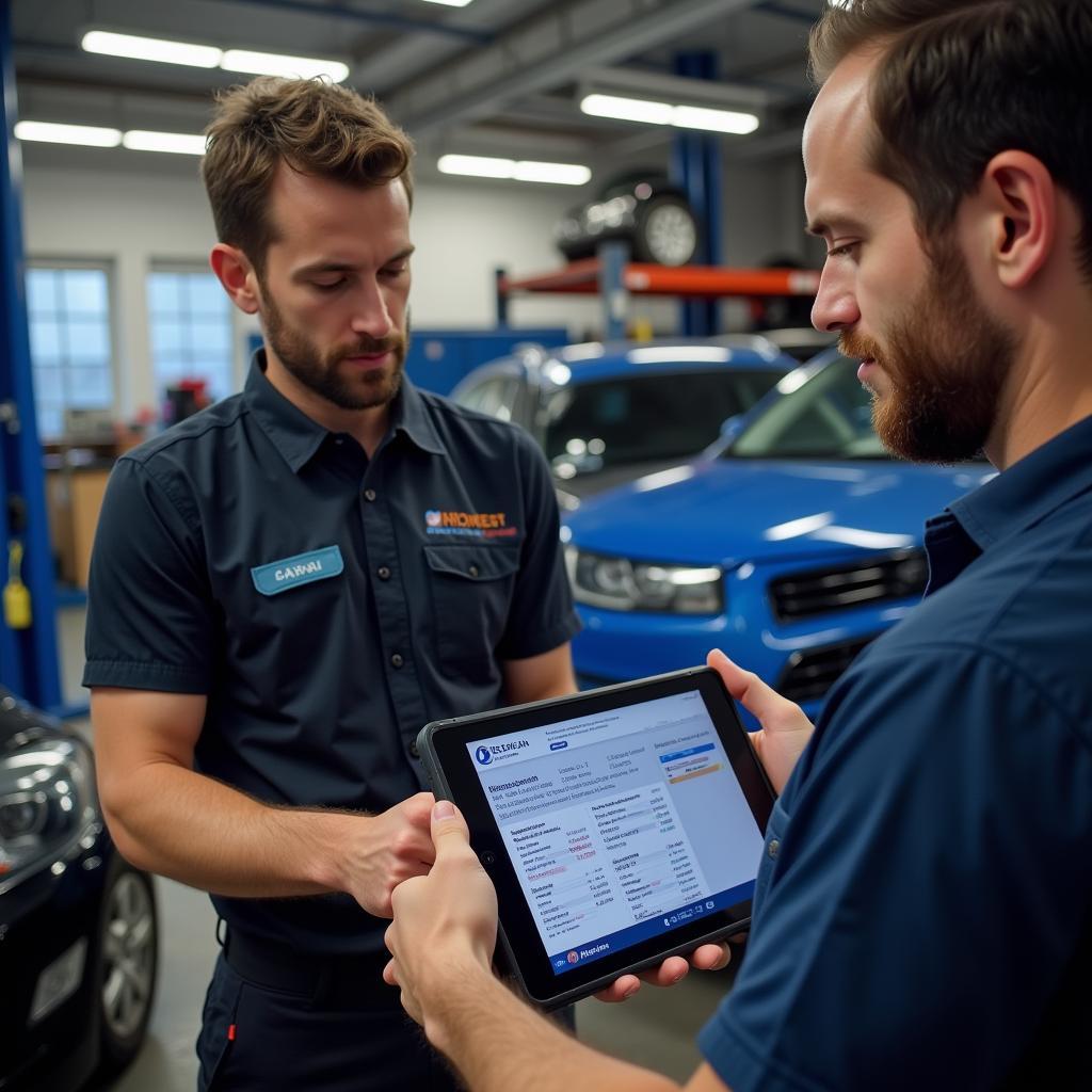 Mechanic Explaining Diagnostic Results