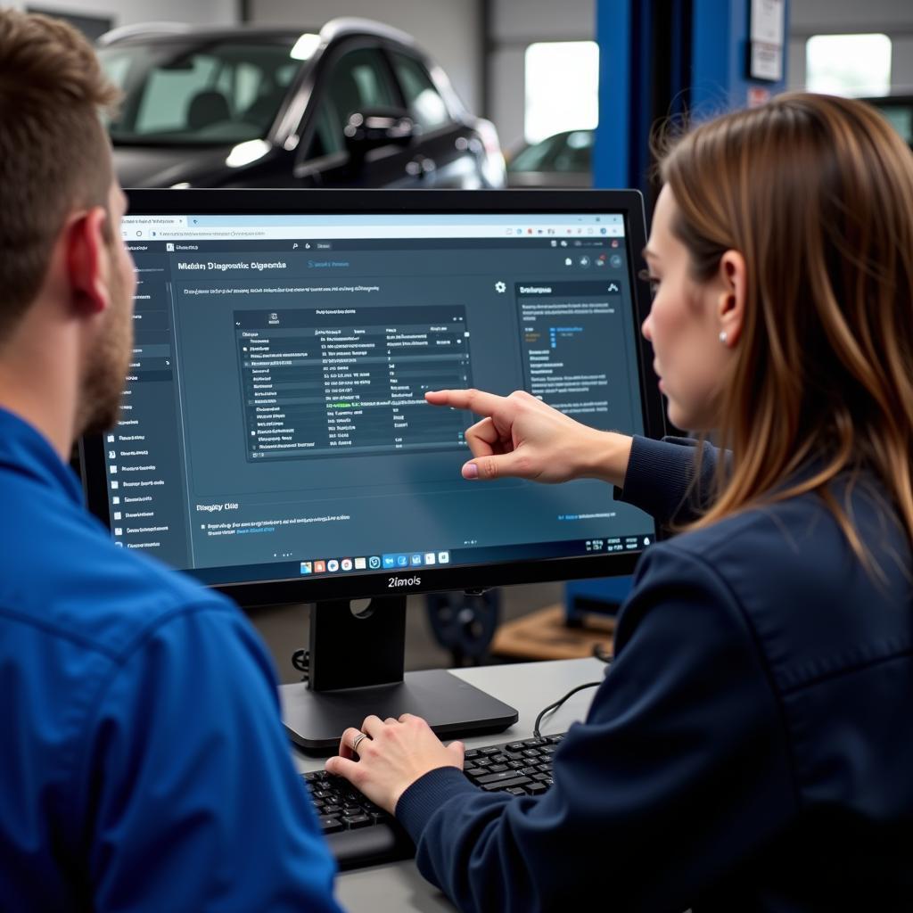 Mechanic Discussing Diagnostic Results with Car Owner