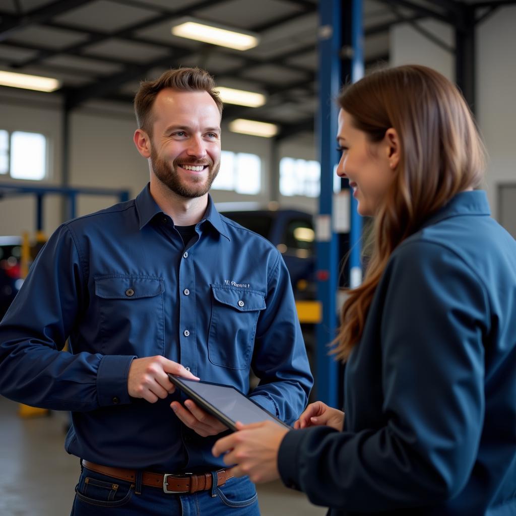 Mechanic Explaining Diagnostic Results