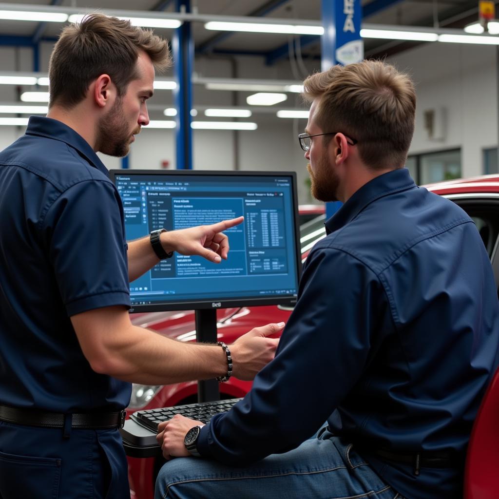 Mechanic Explaining Diagnostics