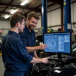 Mechanic Explaining Car Diagnostics in Burnley