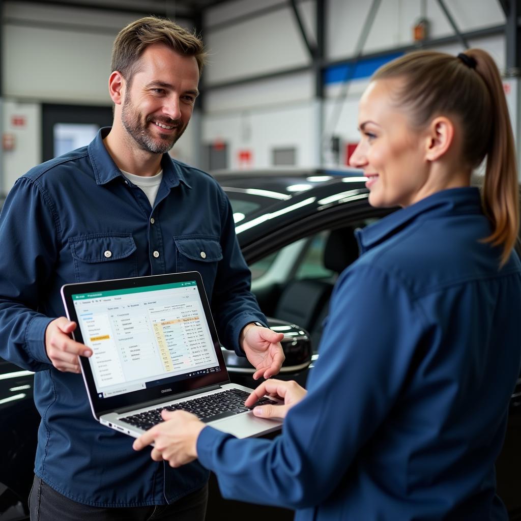 Bristol mechanic explaining car diagnostics results