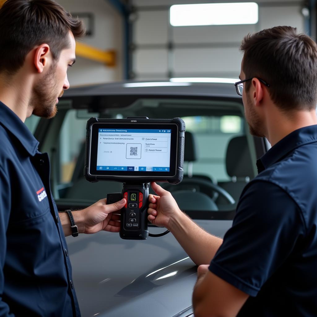 Mechanic Explaining Car Diagnostics