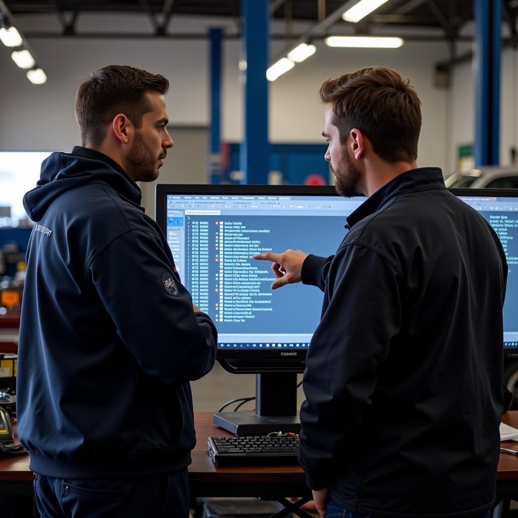 Mechanic Explaining DTC Codes to Car Owner