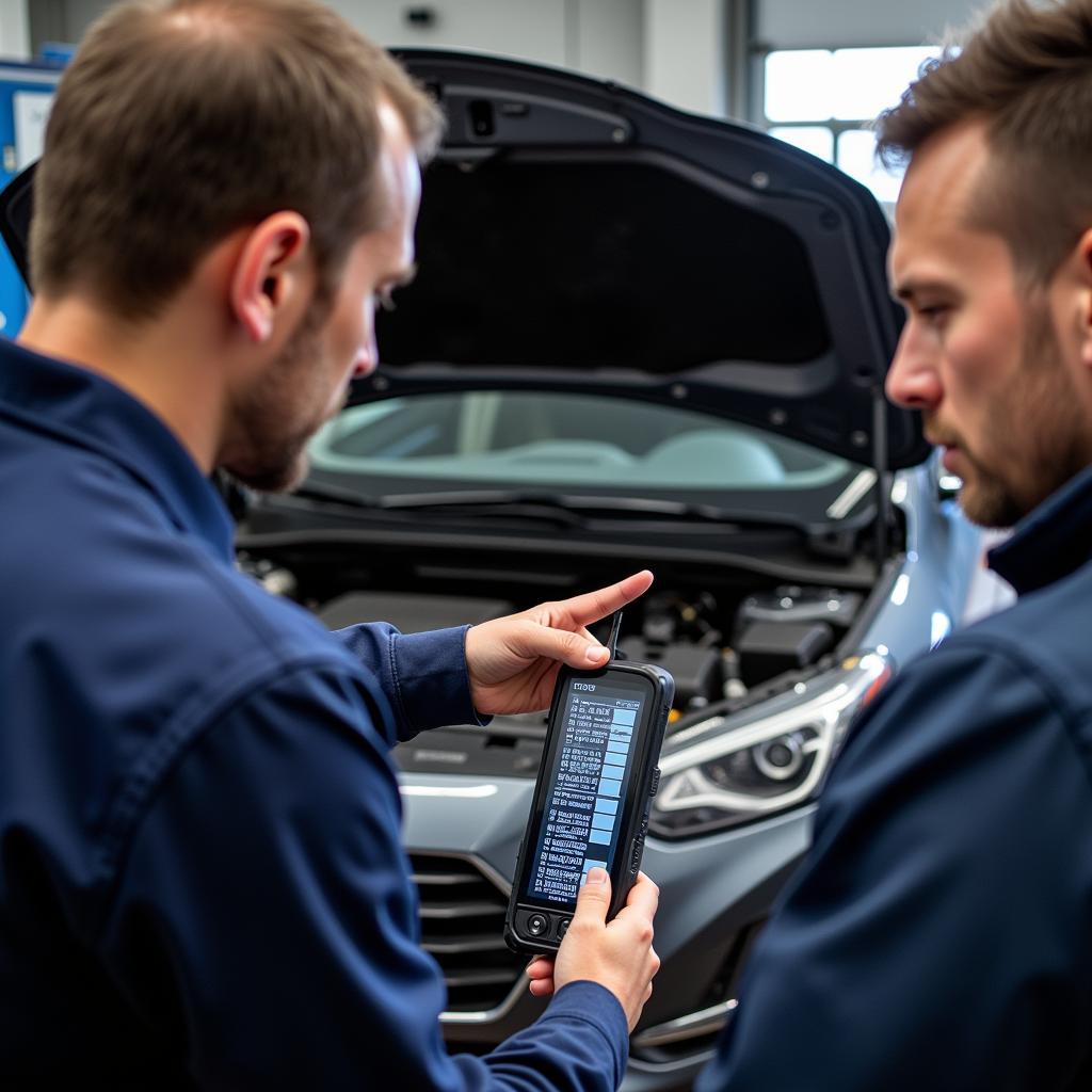 Mechanic Explaining OBD Codes to Car Owner